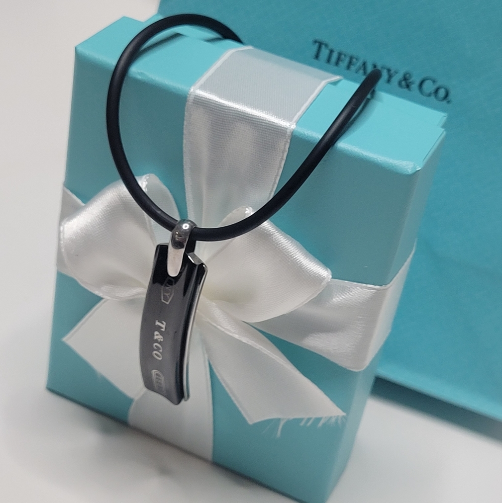 RARE🩵 TIFFANY & CO 1837 Midnight Bar Pendant Necklace UNISEX Retired Tit
